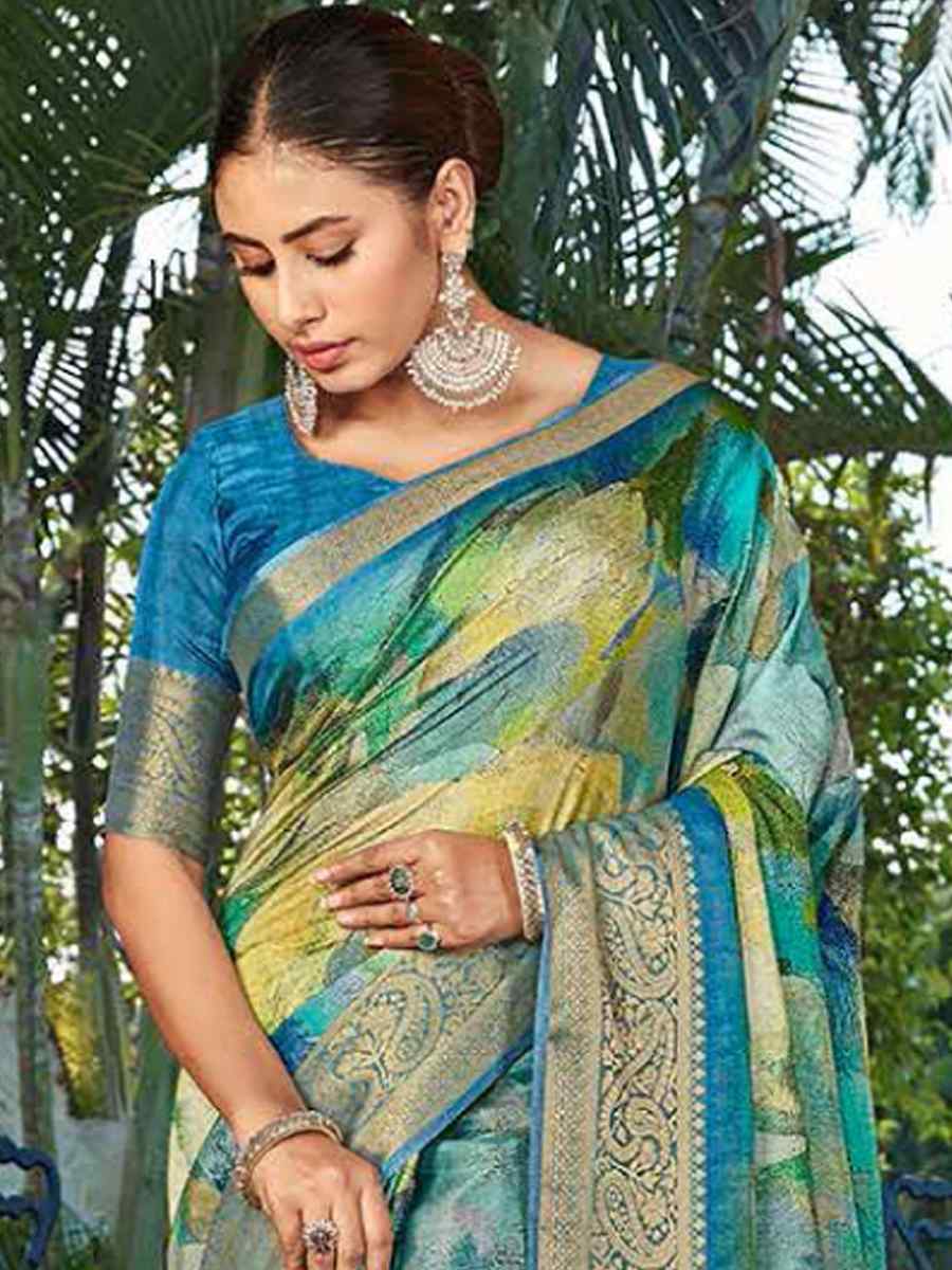 Multi Silk Handwoven Festival Wedding Heavy Border Saree