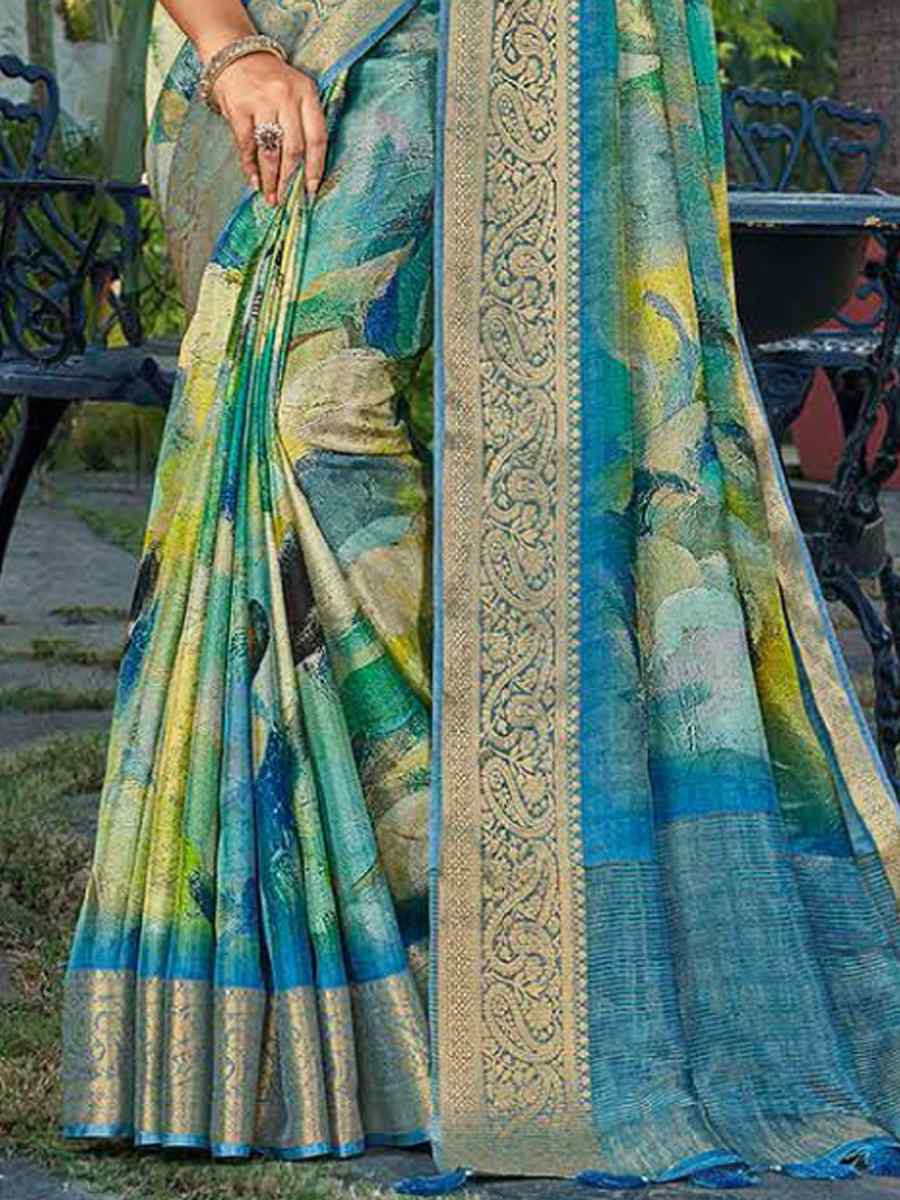 Multi Silk Handwoven Festival Wedding Heavy Border Saree