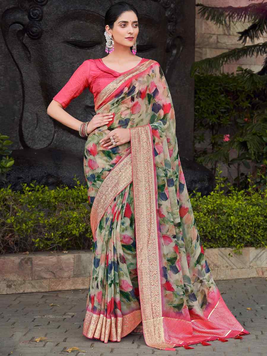 Multi Silk Handwoven Festival Wedding Heavy Border Saree