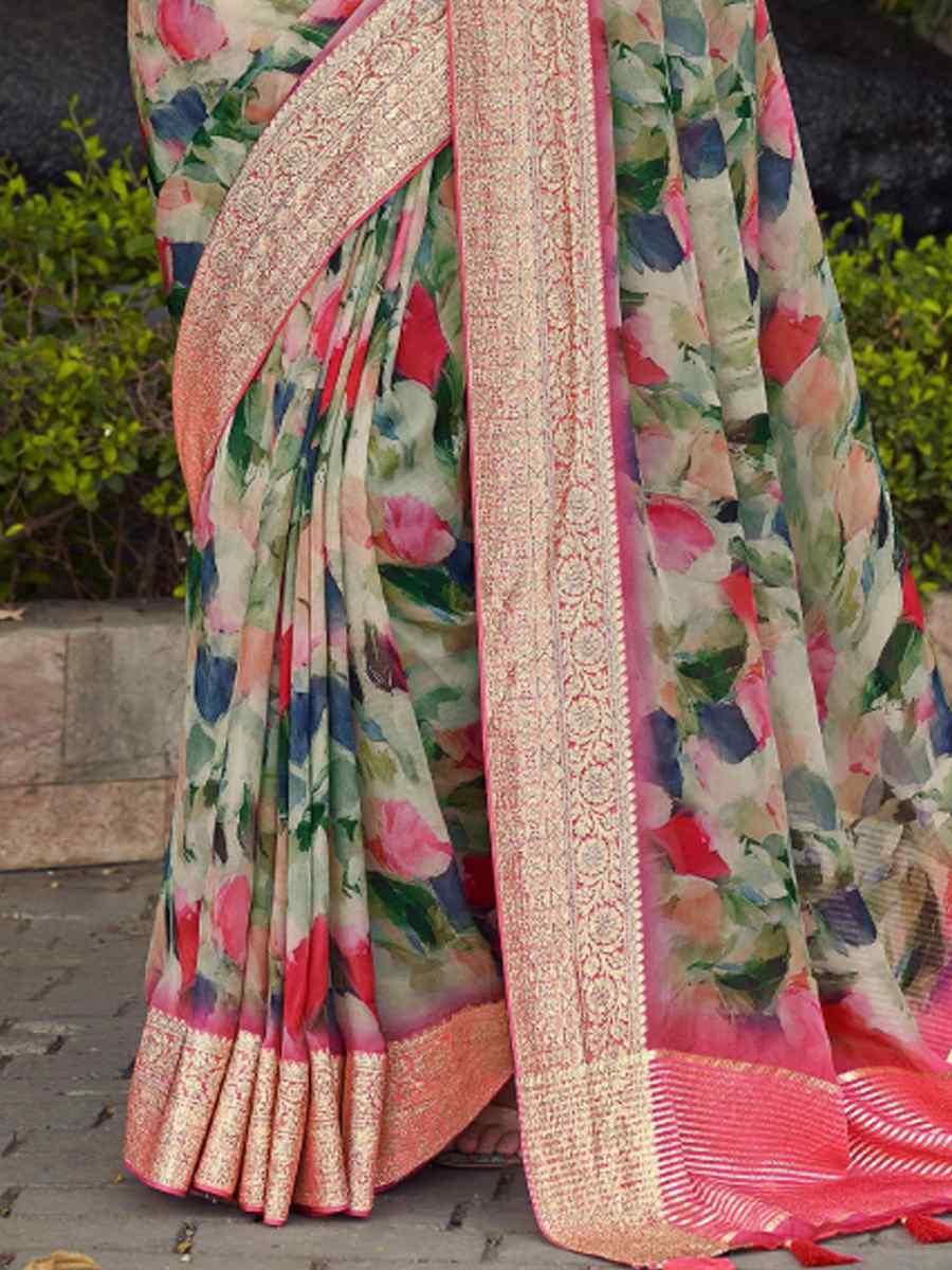 Multi Silk Handwoven Festival Wedding Heavy Border Saree