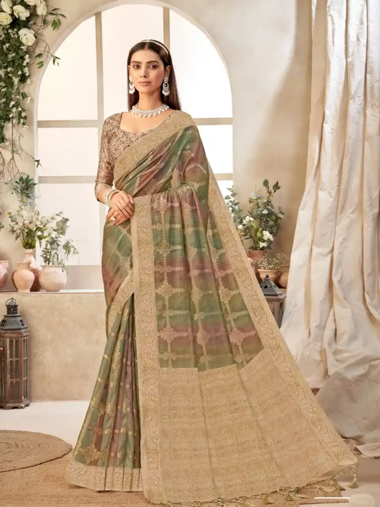 Multi Silk Handwoven Festival Wedding Heavy Border Saree