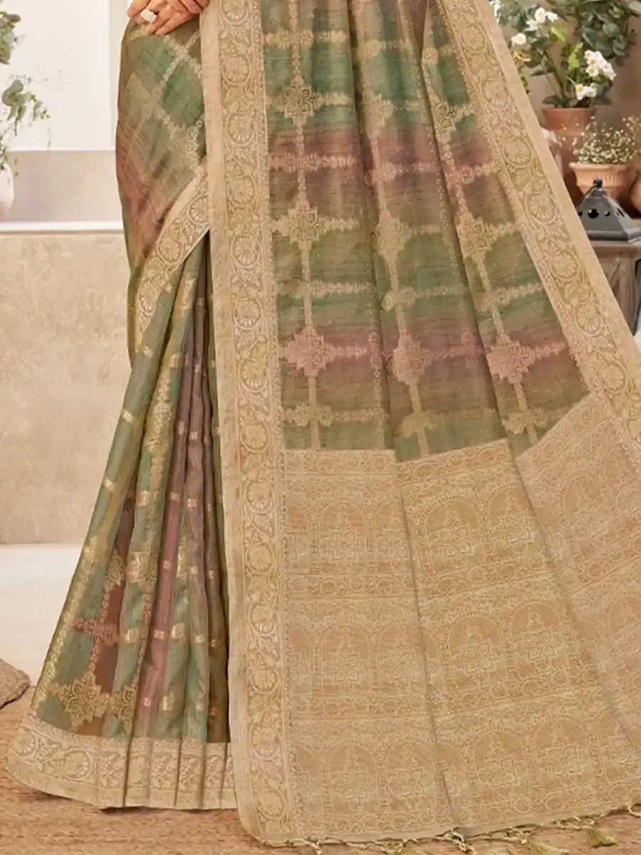 Multi Silk Handwoven Festival Wedding Heavy Border Saree