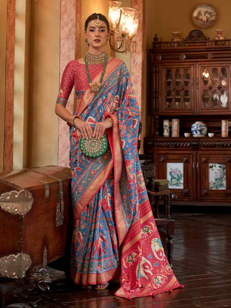 Multi Silk Handwoven Festival Wedding Heavy Border Saree