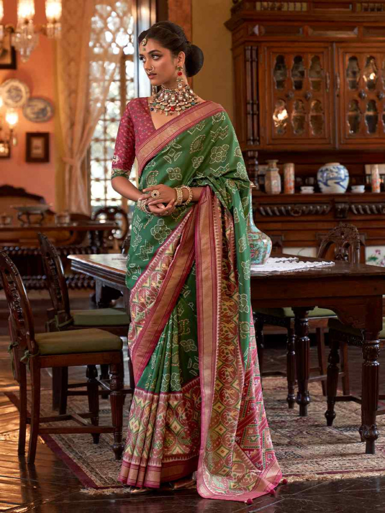 Multi Silk Handwoven Festival Wedding Heavy Border Saree