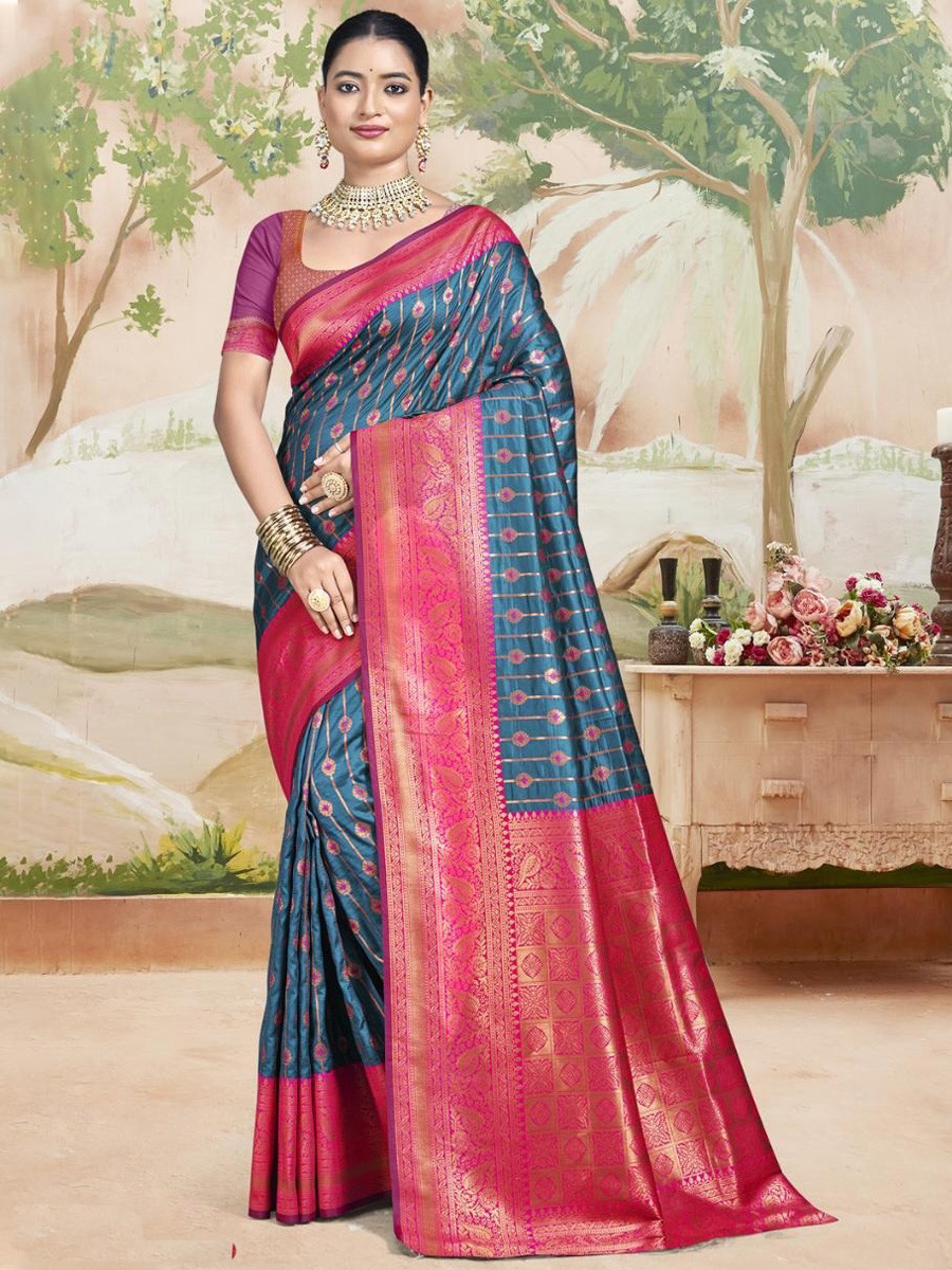 Multi Silk Handwoven Festival Wedding Heavy Border Saree