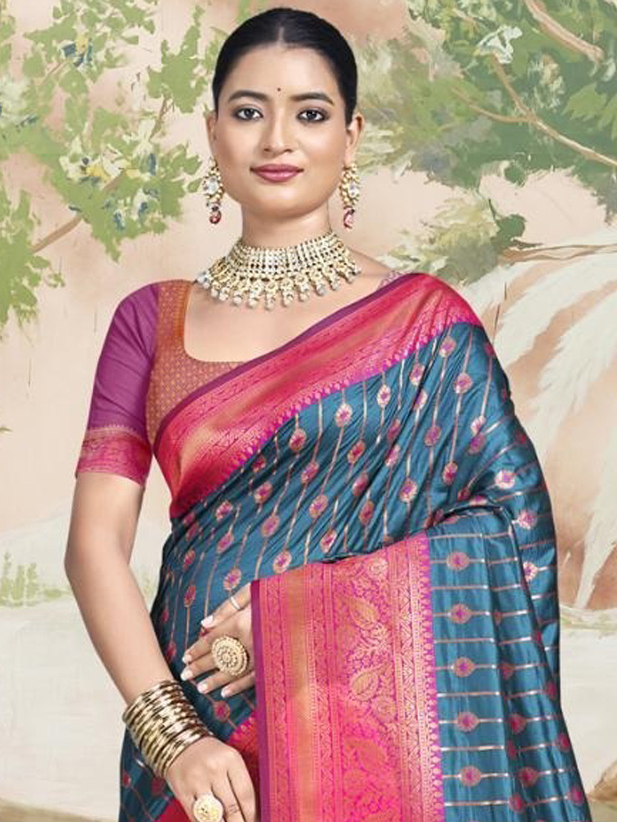 Multi Silk Handwoven Festival Wedding Heavy Border Saree