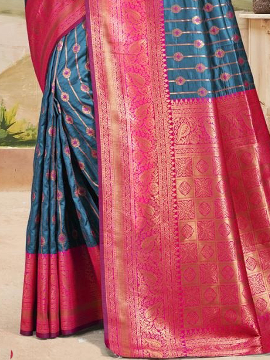 Multi Silk Handwoven Festival Wedding Heavy Border Saree