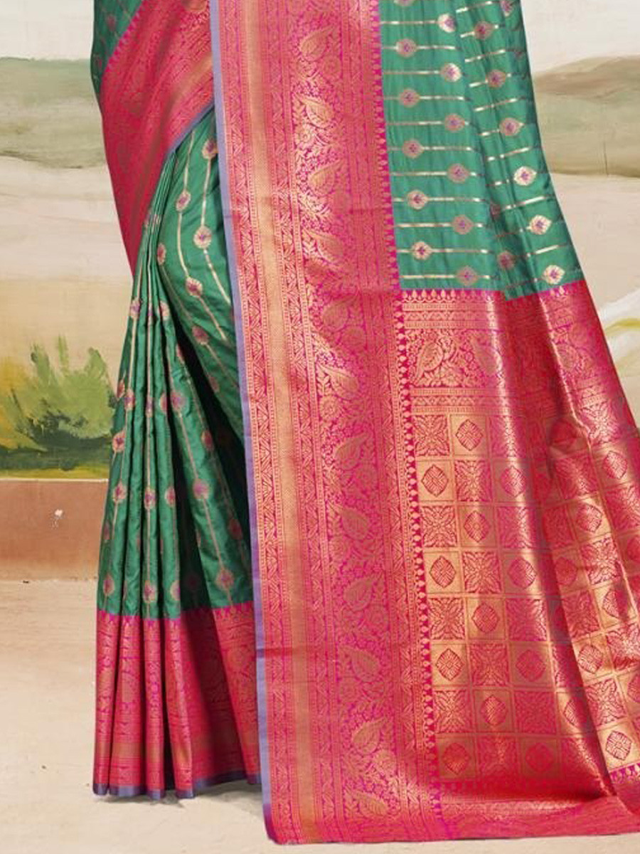 Multi Silk Handwoven Festival Wedding Heavy Border Saree