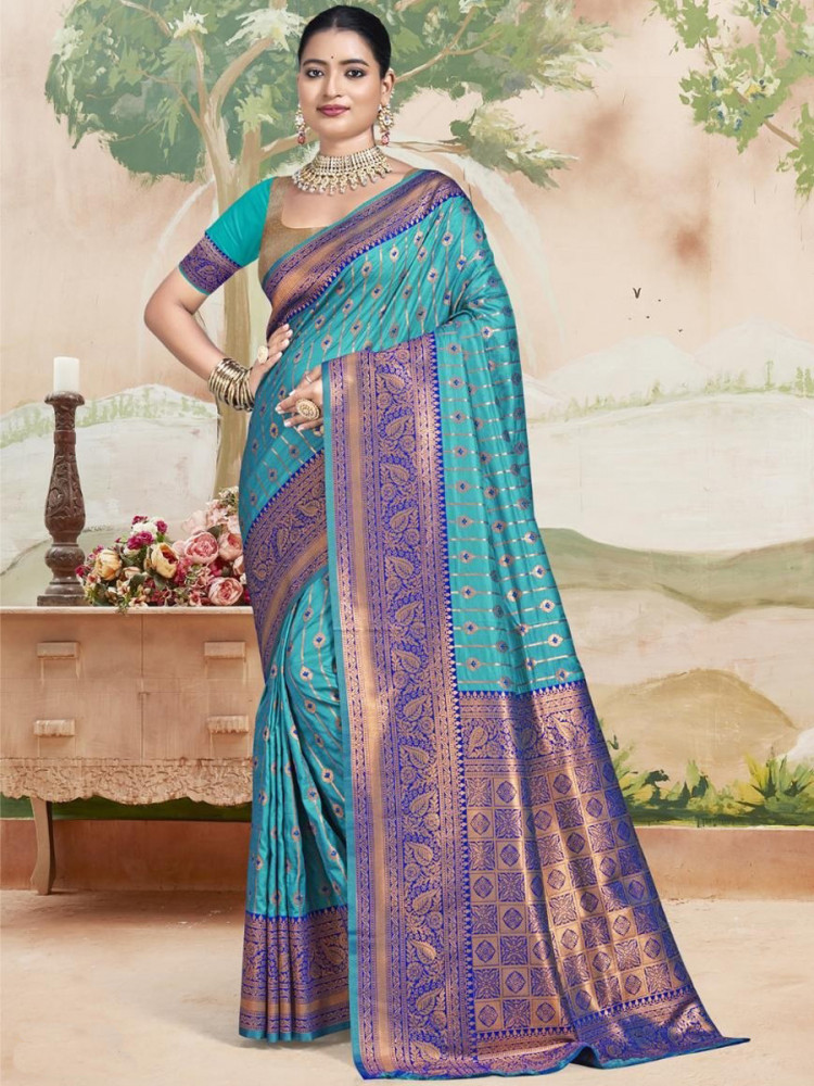 Multi Silk Handwoven Festival Wedding Heavy Border Saree