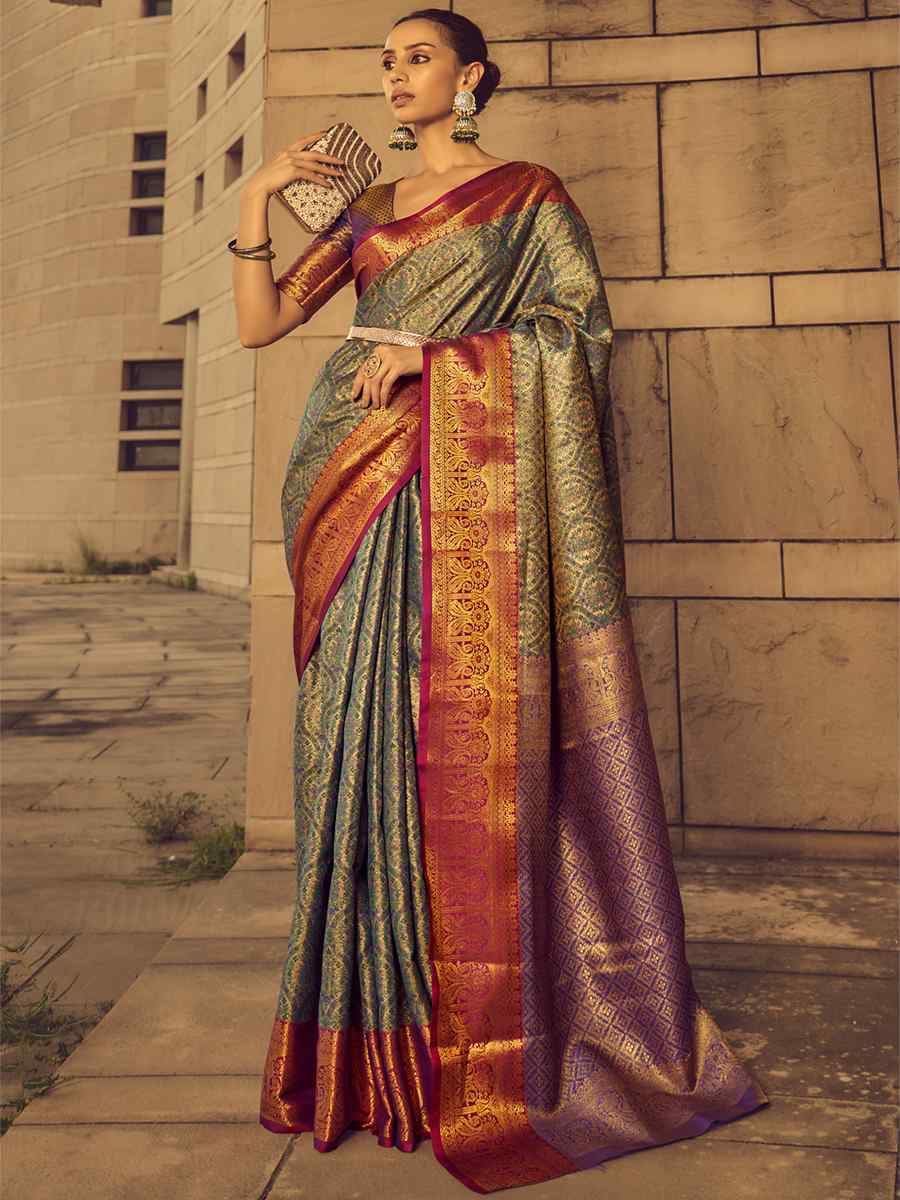 Multi Silk Handwoven Wedding Festival Heavy Border Saree