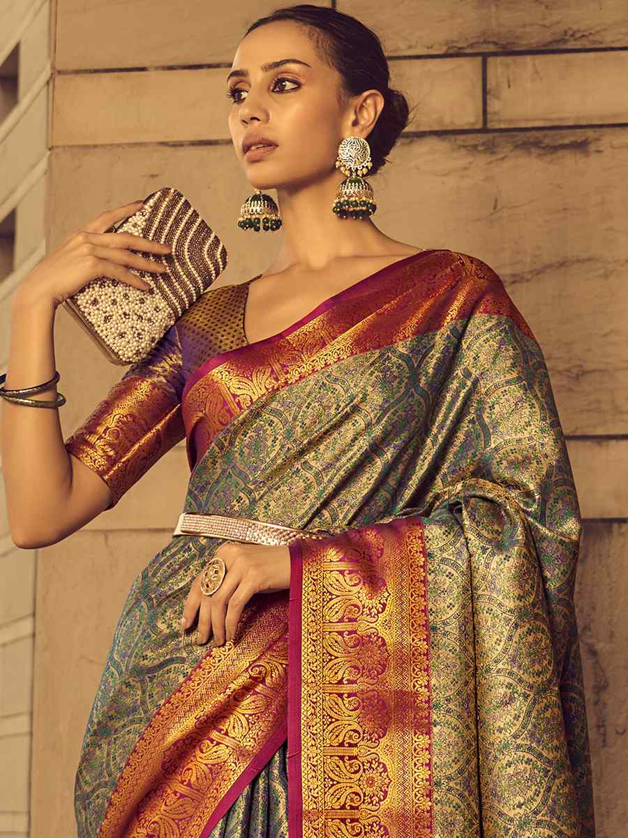 Multi Silk Handwoven Wedding Festival Heavy Border Saree