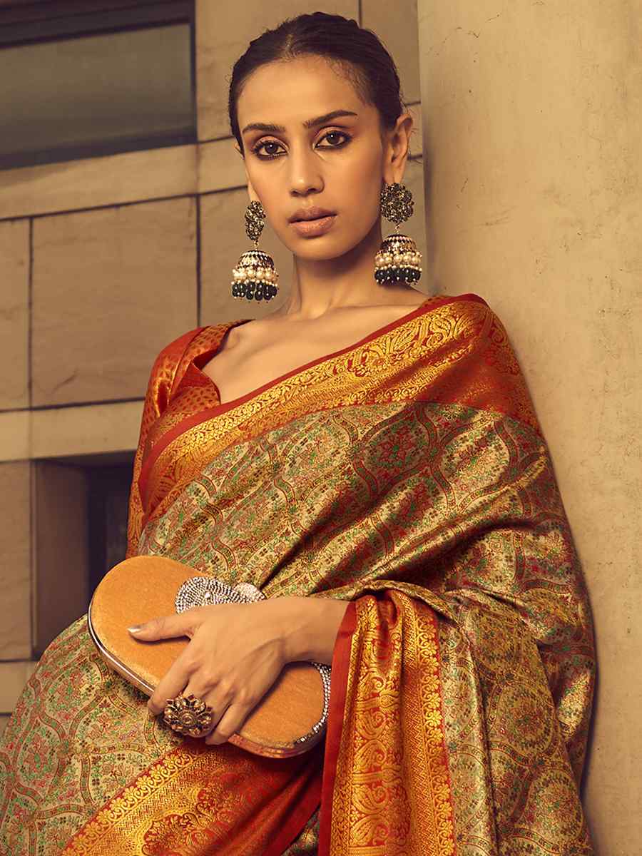 Multi Silk Handwoven Wedding Festival Heavy Border Saree