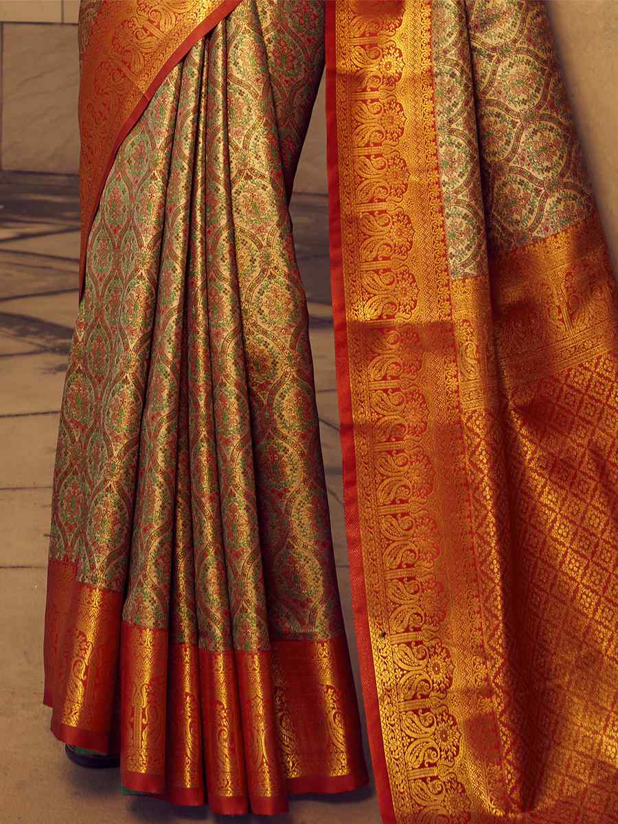 Multi Silk Handwoven Wedding Festival Heavy Border Saree