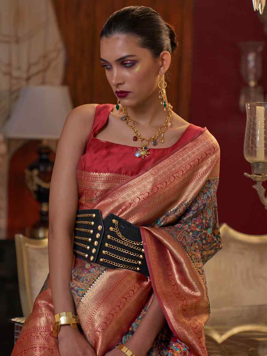 Multi Silk Handwoven Wedding Festival Heavy Border Saree