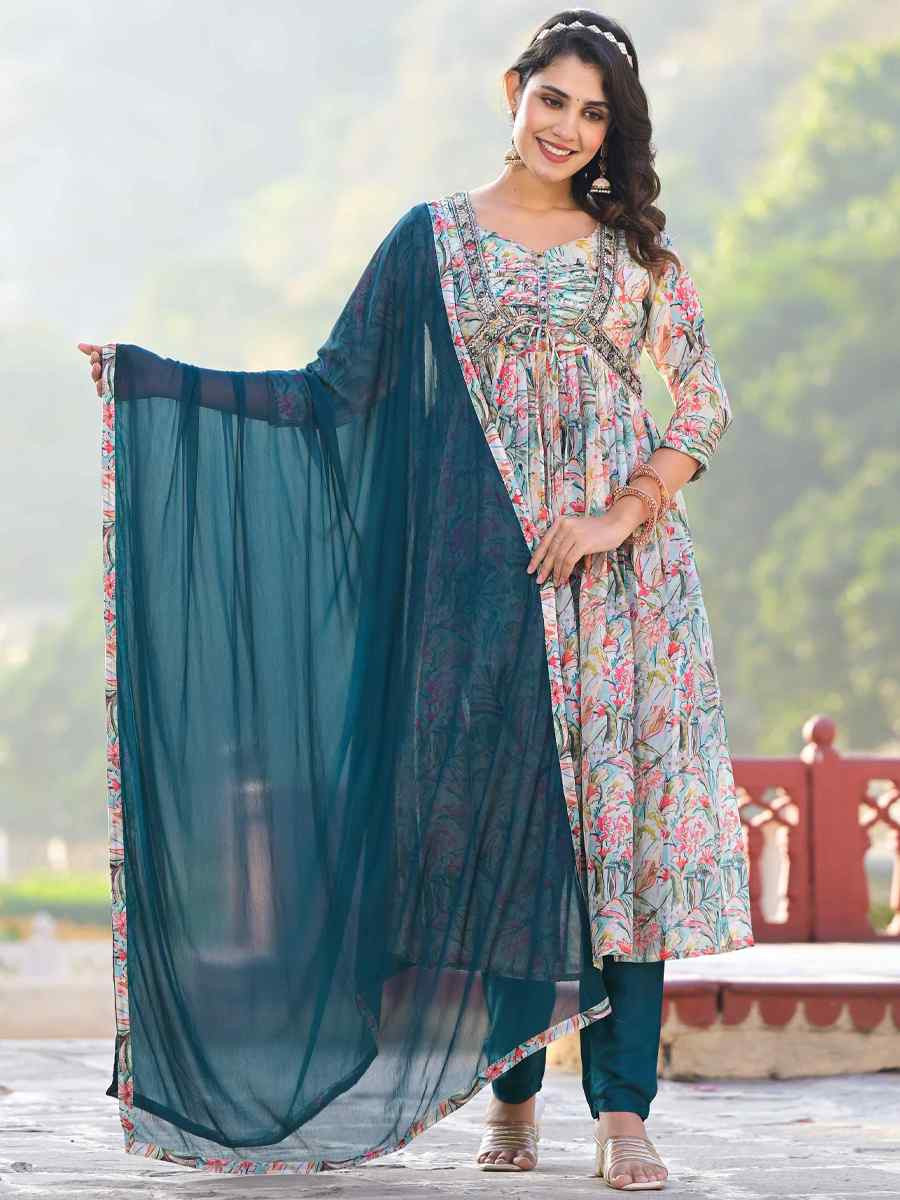 Multi Slim Georgatte Printed Festival Casual Ready Anarkali Salwar Kameez