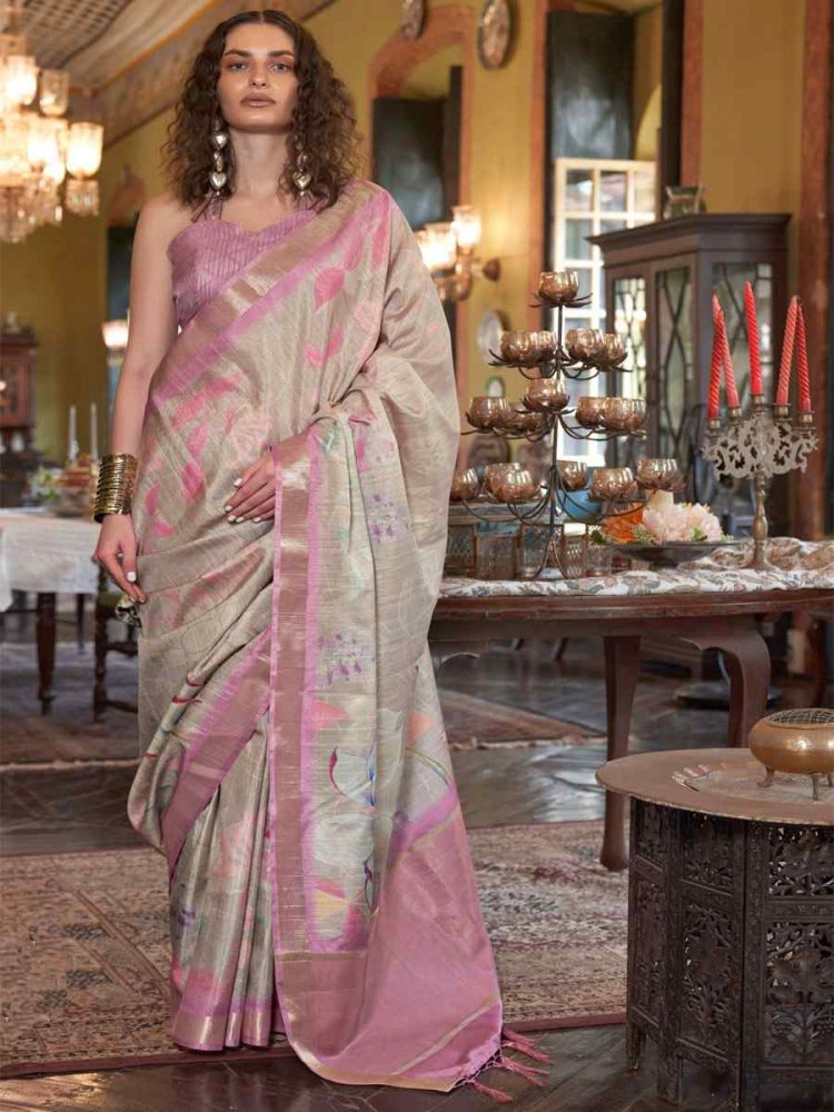 Multi Soft Banarasi Silk Handwoven Festival Casual Classic Style Saree