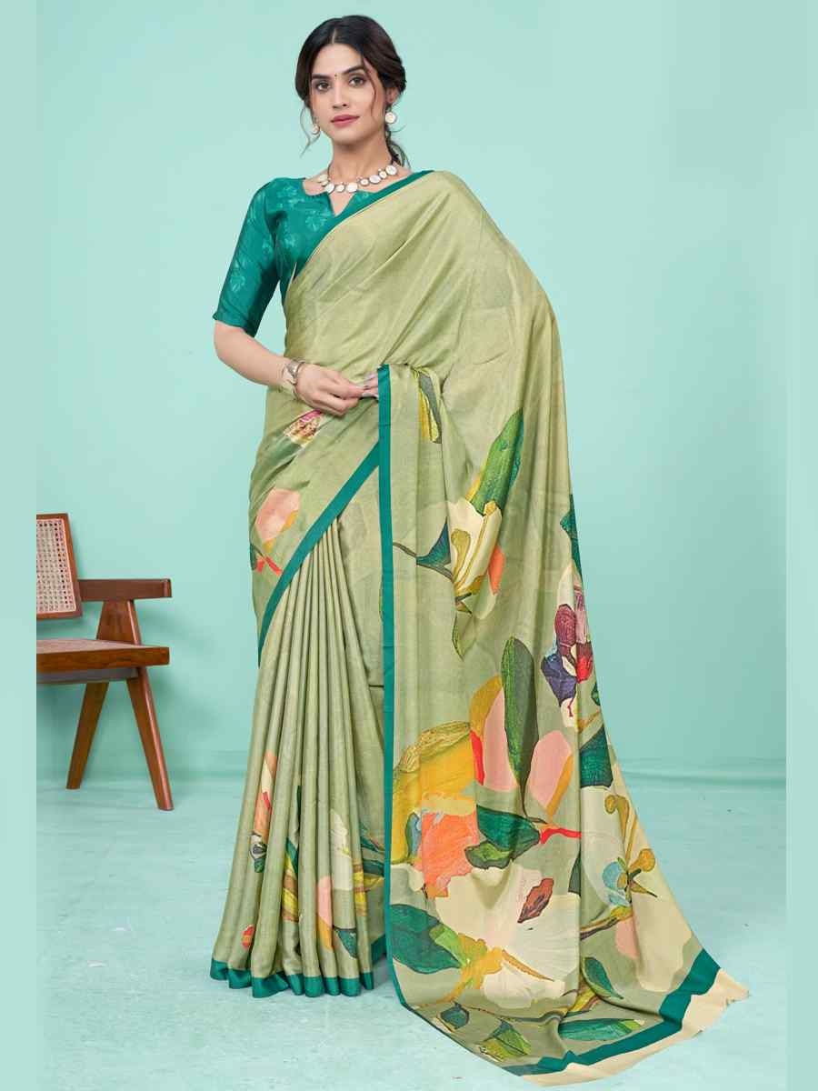 Multi Soft Crepe Printed Festival Party Contemporary Saree