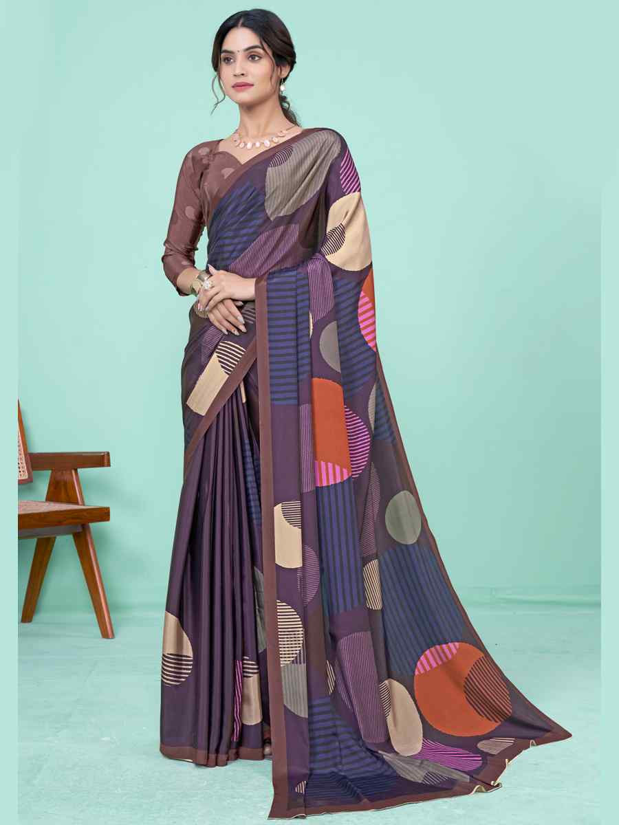 Multi Soft Crepe Printed Festival Party Contemporary Saree