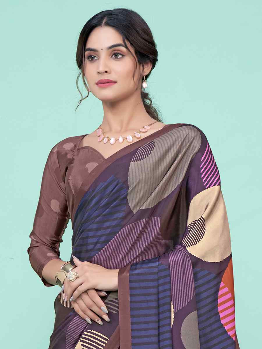 Multi Soft Crepe Printed Festival Party Contemporary Saree