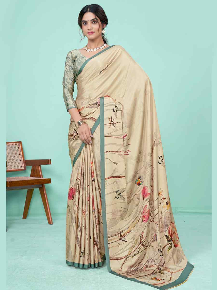 Multi Soft Crepe Printed Festival Party Contemporary Saree