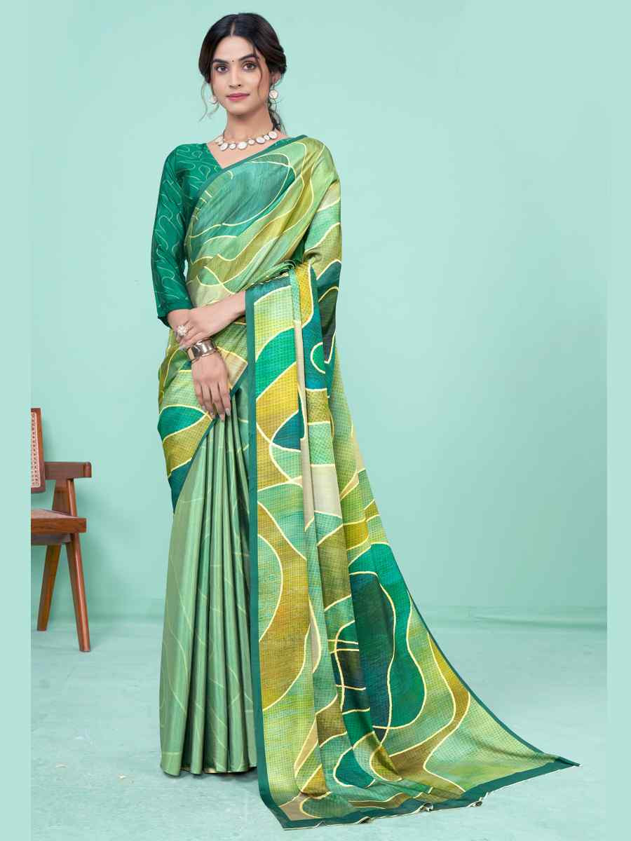 Multi Soft Crepe Printed Festival Party Contemporary Saree