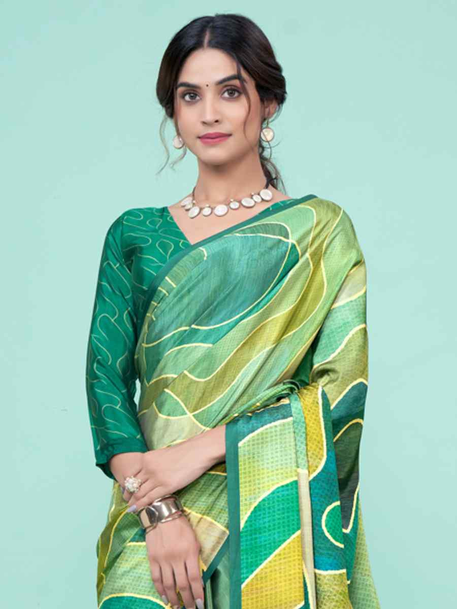 Multi Soft Crepe Printed Festival Party Contemporary Saree