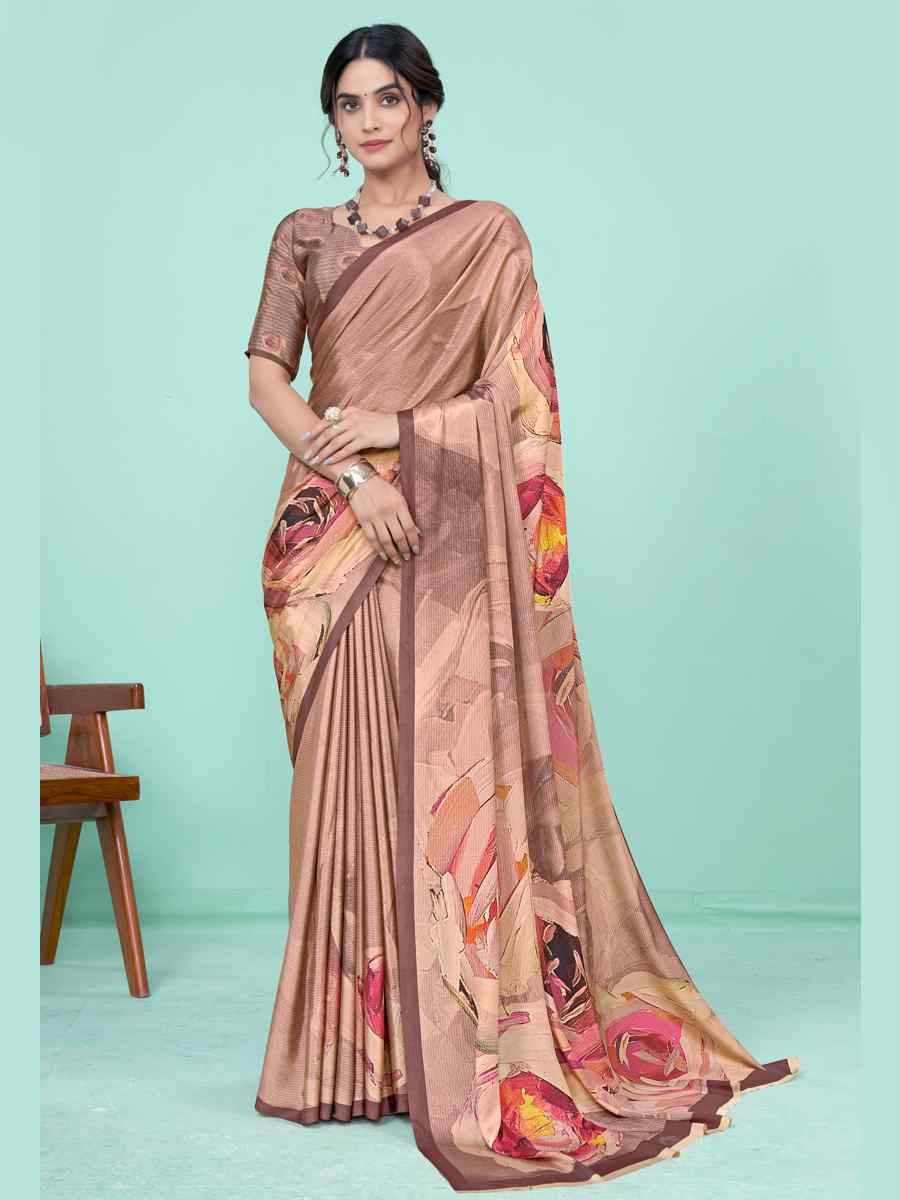 Multi Soft Crepe Printed Festival Party Contemporary Saree