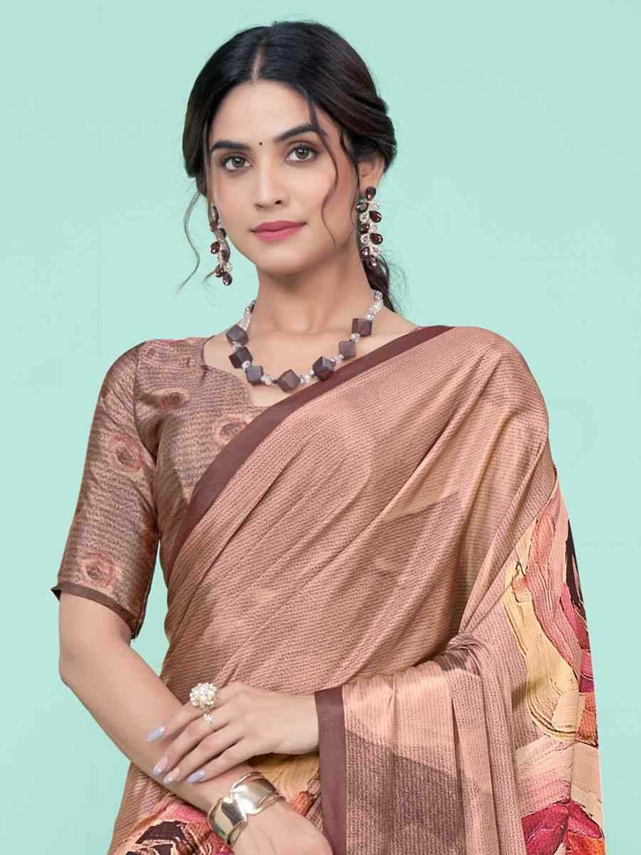 Multi Soft Crepe Printed Festival Party Contemporary Saree