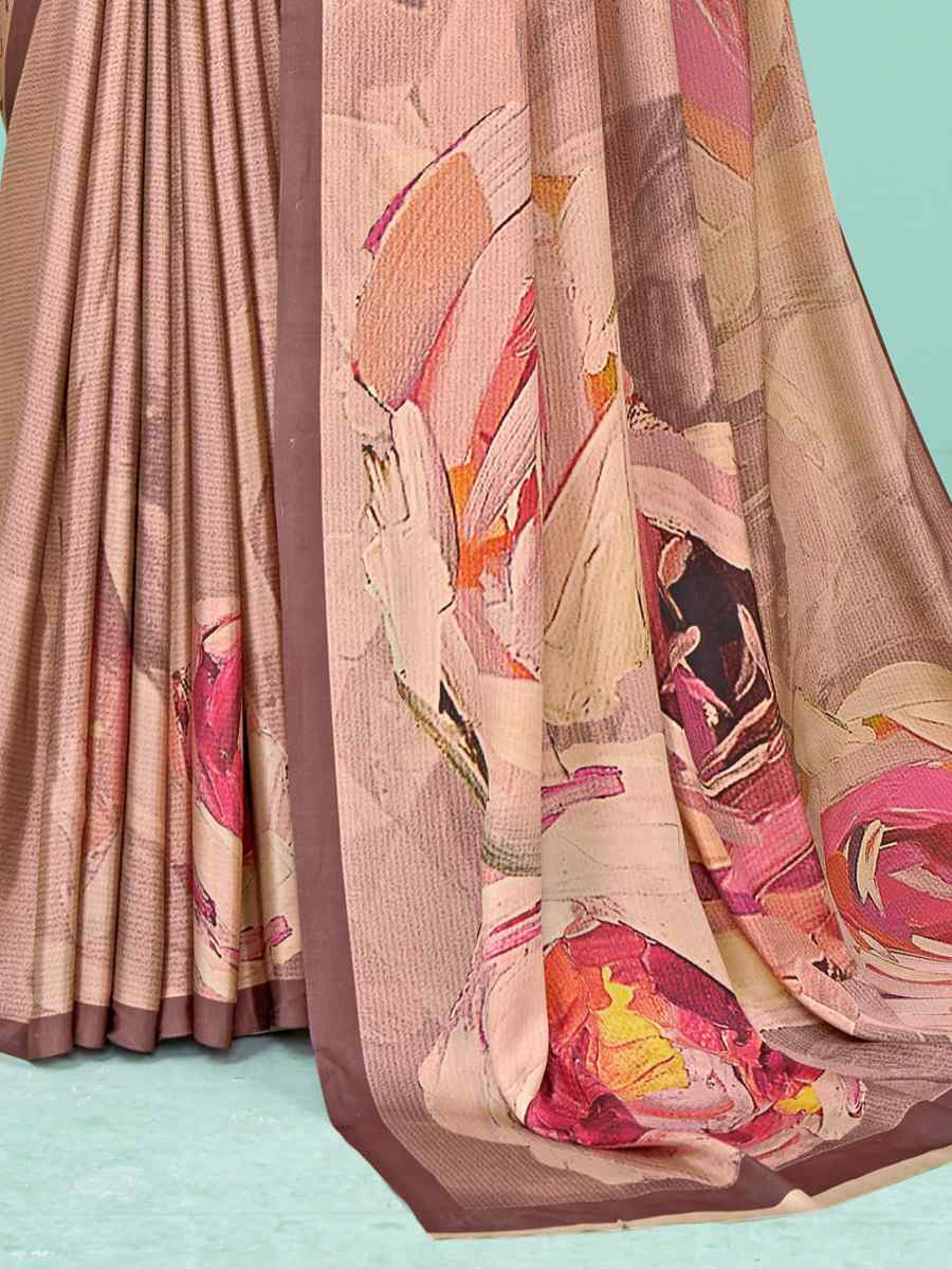 Multi Soft Crepe Printed Festival Party Contemporary Saree