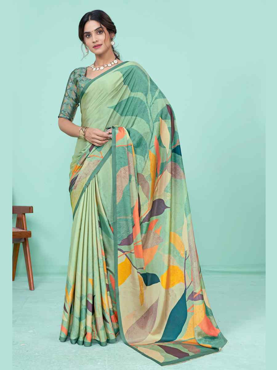 Multi Soft Crepe Printed Festival Party Contemporary Saree