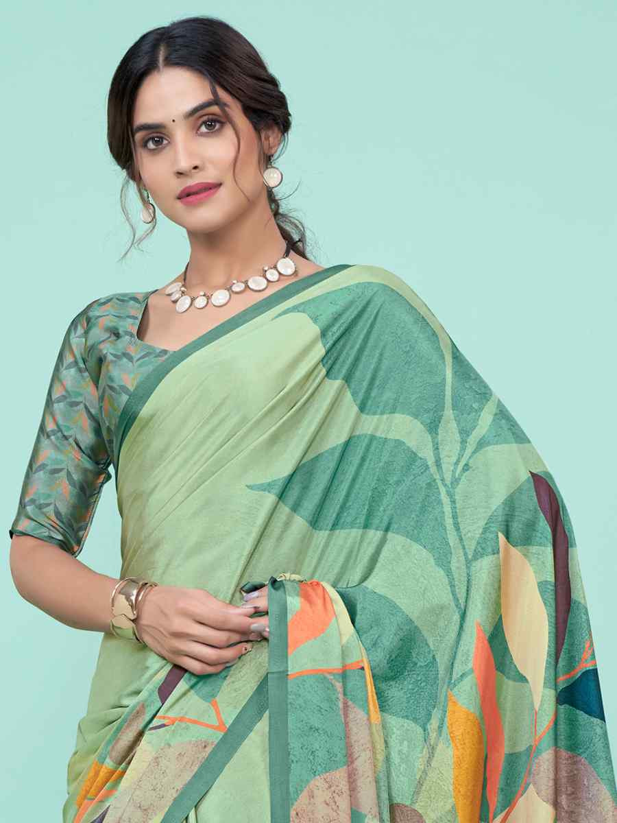 Multi Soft Crepe Printed Festival Party Contemporary Saree