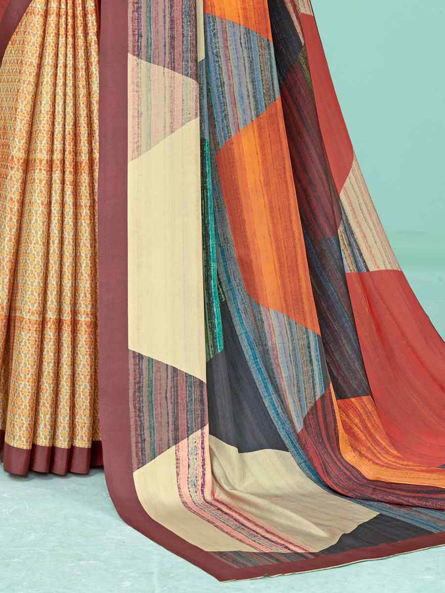 Multi Soft Crepe Printed Festival Party Contemporary Saree