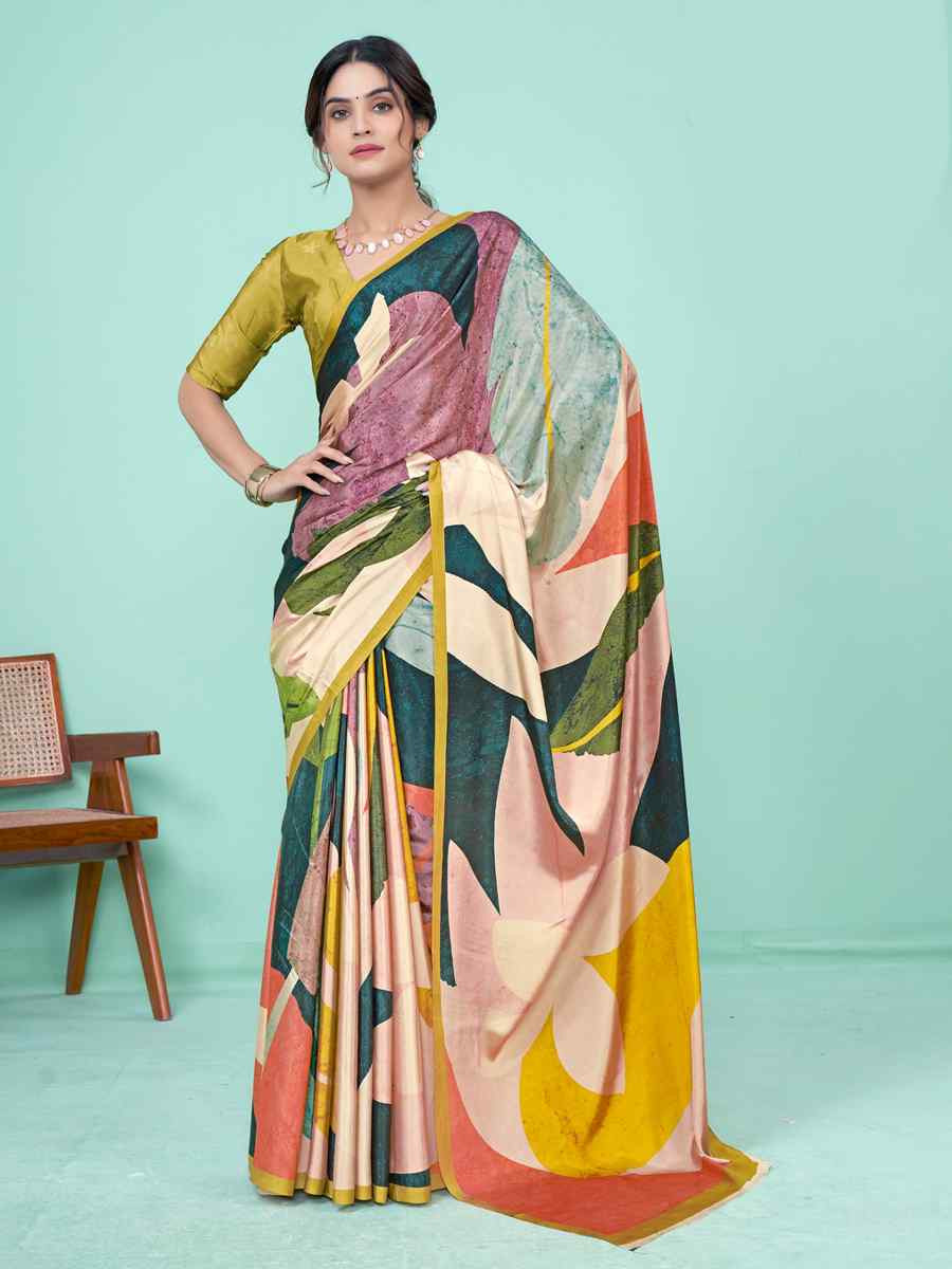 Multi Soft Crepe Printed Festival Party Contemporary Saree