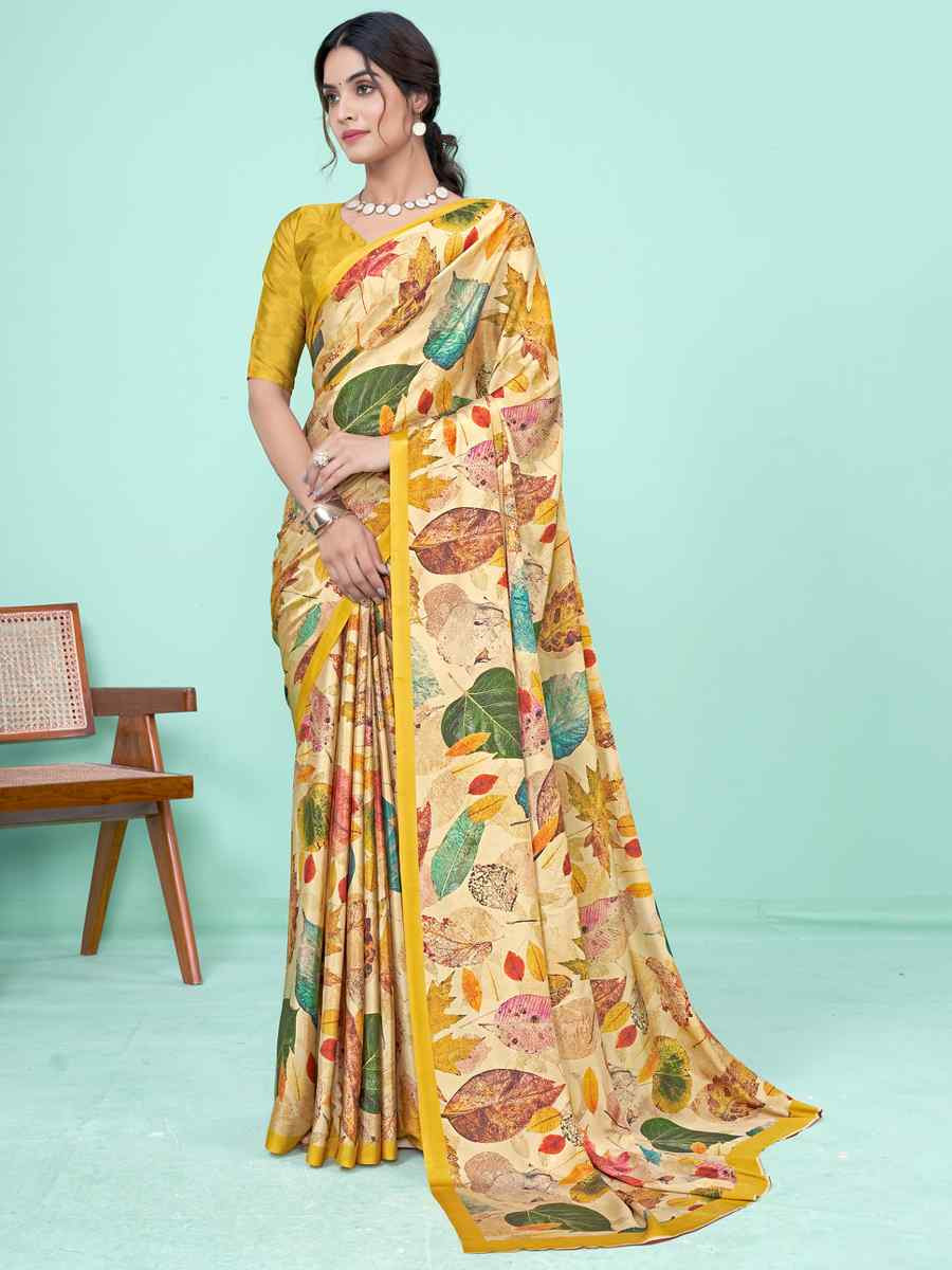 Multi Soft Crepe Printed Festival Party Contemporary Saree