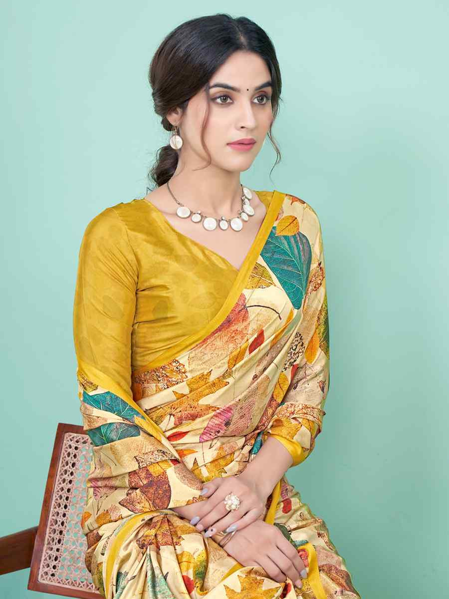 Multi Soft Crepe Printed Festival Party Contemporary Saree