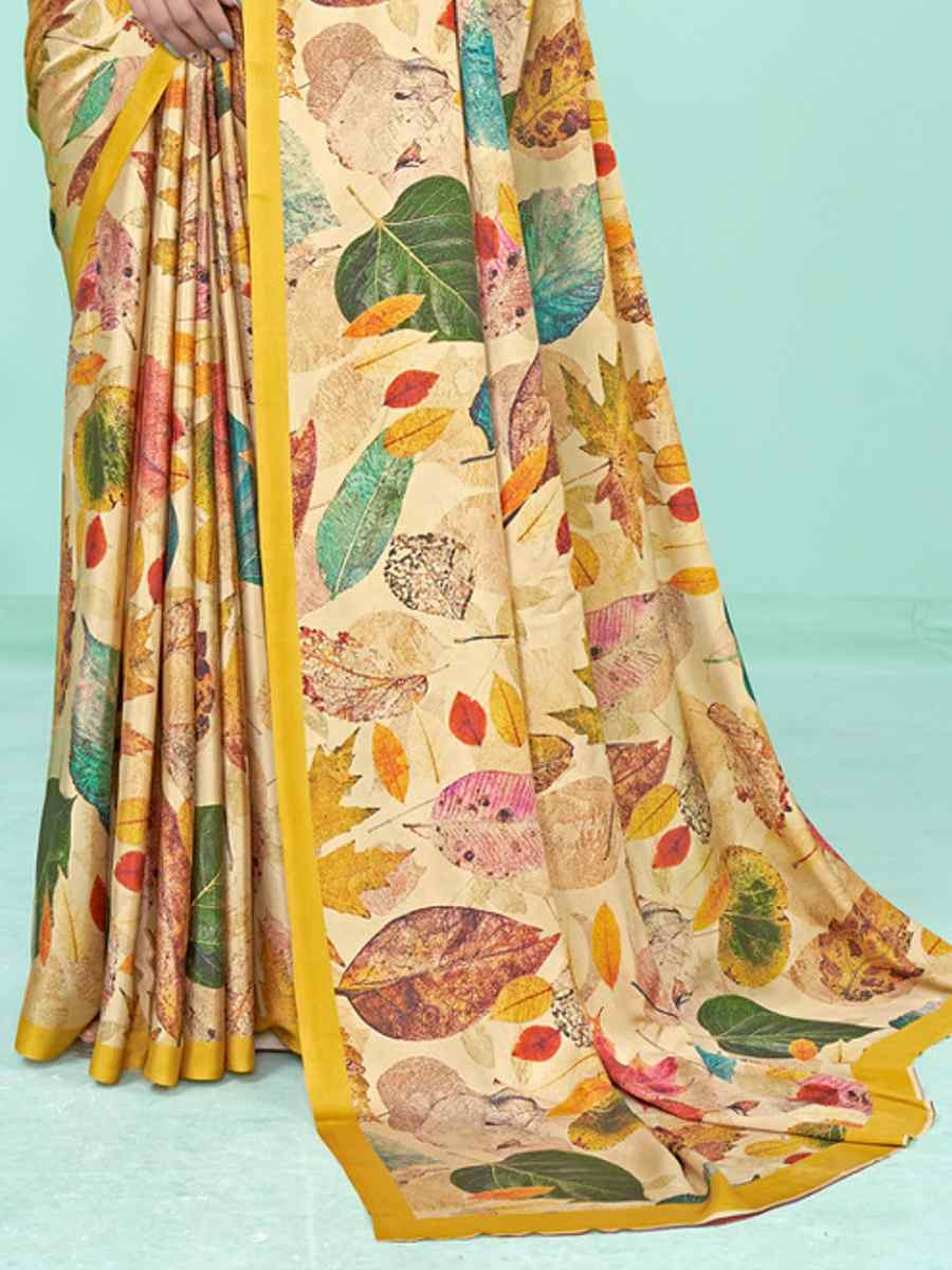 Multi Soft Crepe Printed Festival Party Contemporary Saree