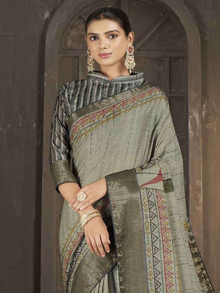 Multi Soft Lenny Heavy Base Printed Festival Casual Contemporary Saree