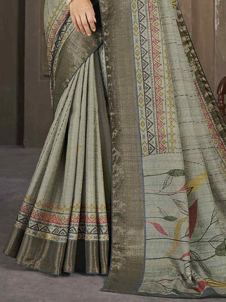 Multi Soft Lenny Heavy Base Printed Festival Casual Contemporary Saree