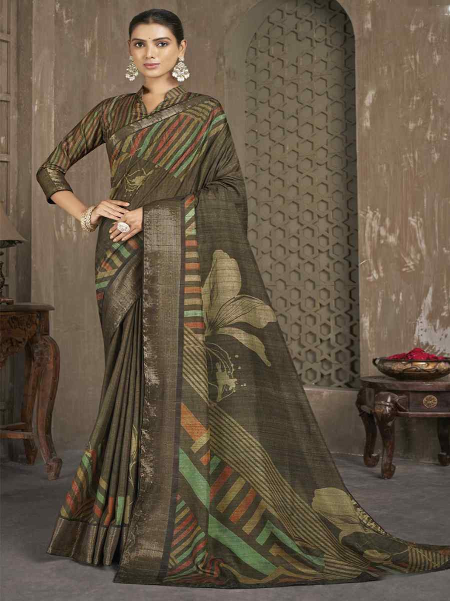 Multi Soft Lenny Heavy Base Printed Festival Casual Contemporary Saree