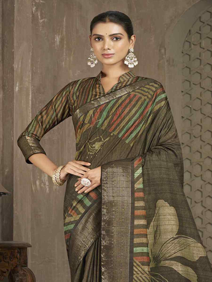 Multi Soft Lenny Heavy Base Printed Festival Casual Contemporary Saree