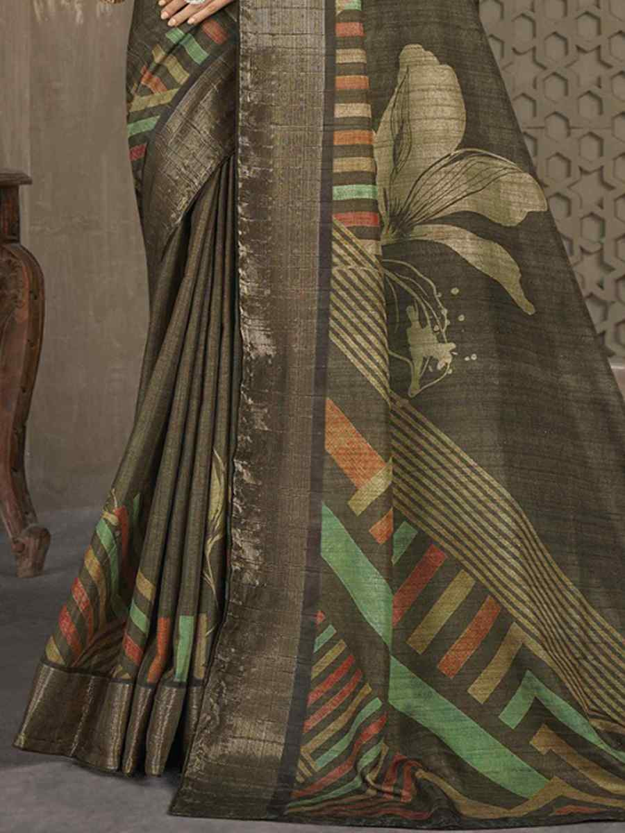 Multi Soft Lenny Heavy Base Printed Festival Casual Contemporary Saree