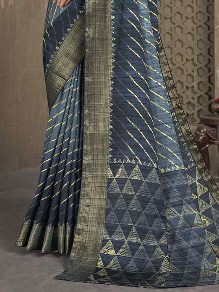 Multi Soft Lenny Heavy Base Printed Festival Casual Contemporary Saree