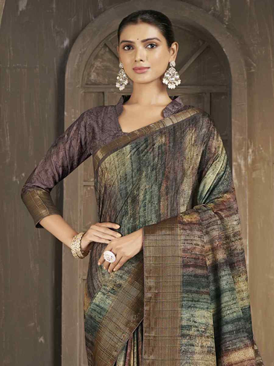 Multi Soft Lenny Heavy Base Printed Festival Casual Contemporary Saree