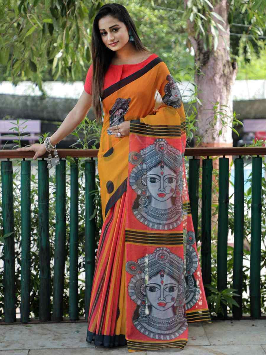 Multi Soft Linen Handwoven Festival Casual Classic Style Saree