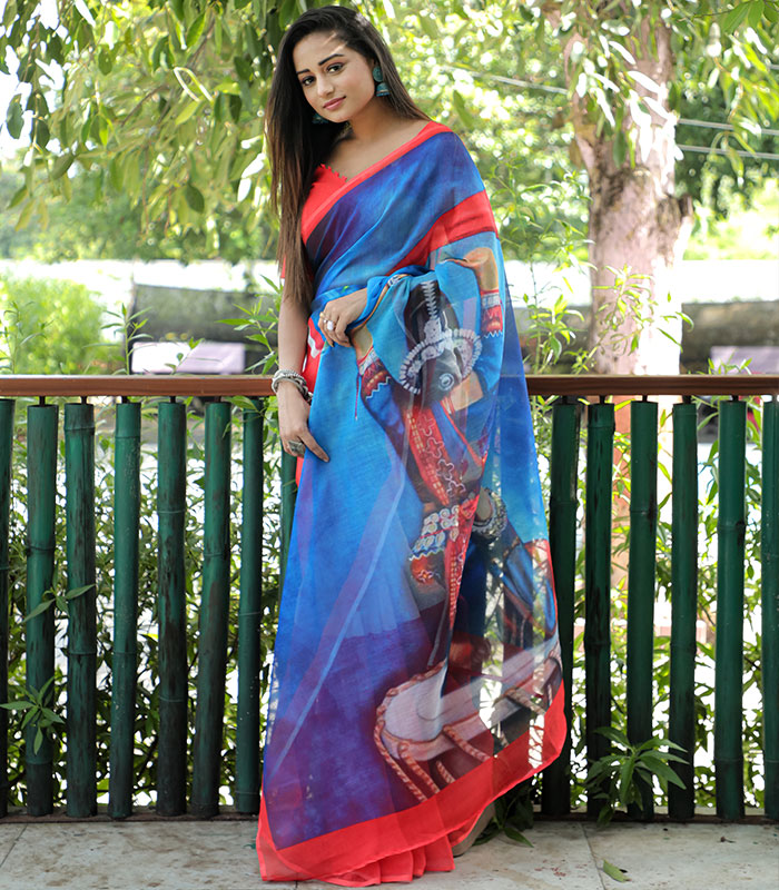 Multi Soft Linen Handwoven Festival Casual Classic Style Saree