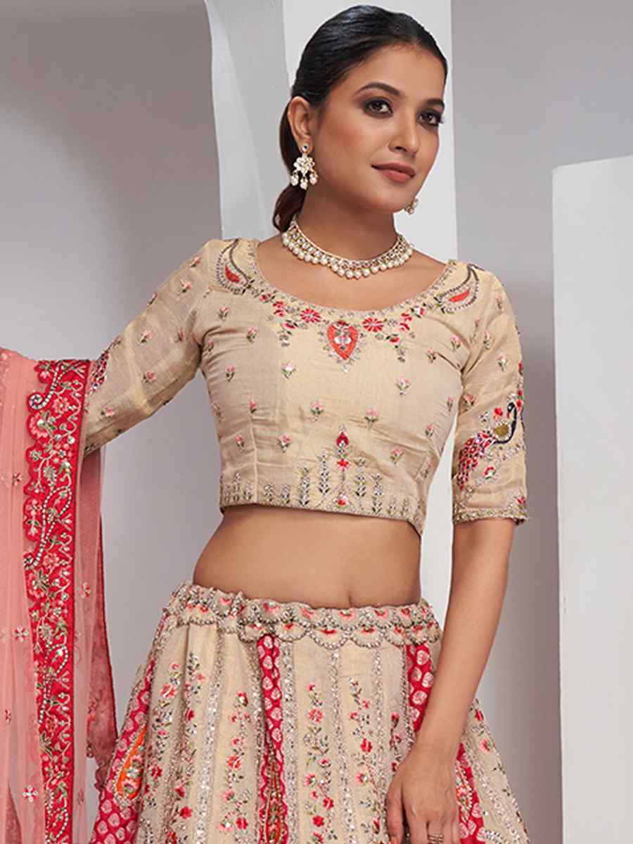 Multi Soft Net Embroidery Bridesmaid Wedding Heavy Border Lehenga Choli