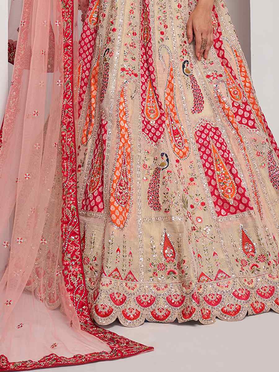 Multi Soft Net Embroidery Bridesmaid Wedding Heavy Border Lehenga Choli