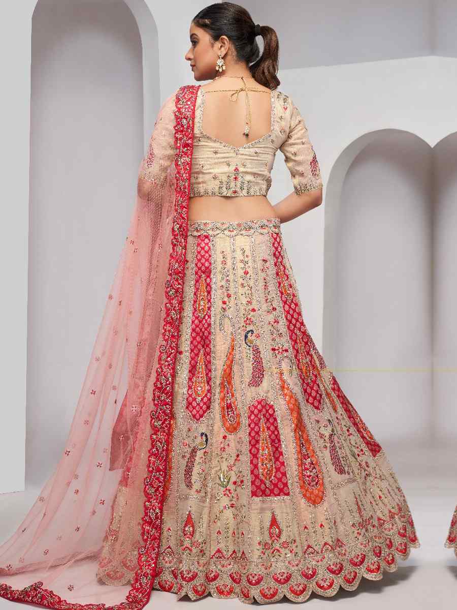 Multi Soft Net Embroidery Bridesmaid Wedding Heavy Border Lehenga Choli