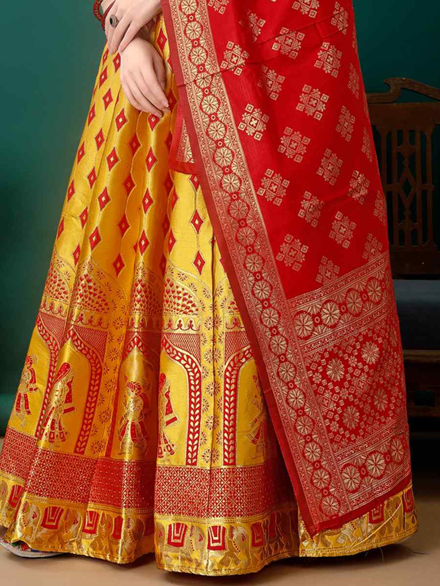 Multi Soft Silk Jacquard Embroidery Bridesmaid Wedding Heavy Border Lehenga Choli