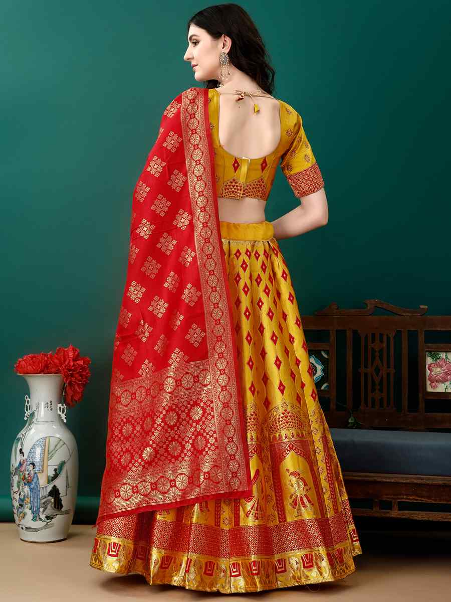 Multi Soft Silk Jacquard Embroidery Bridesmaid Wedding Heavy Border Lehenga Choli